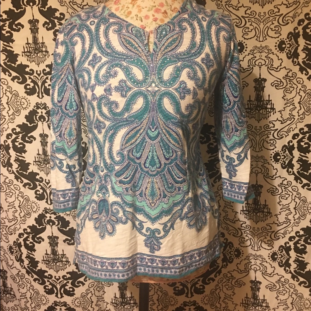 JM Collections Blue, White Tunic